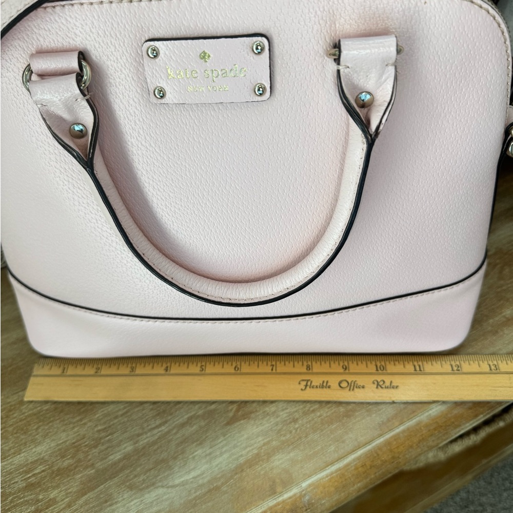 kate spade Pale Pink Leather Satchel with Black Trim